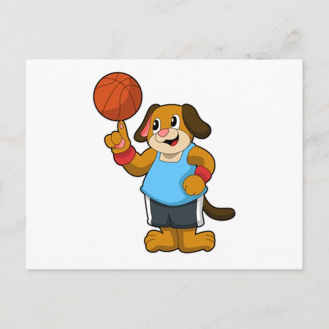 Cartão Postal Cachorro como jogador de basquetebol (Frente)