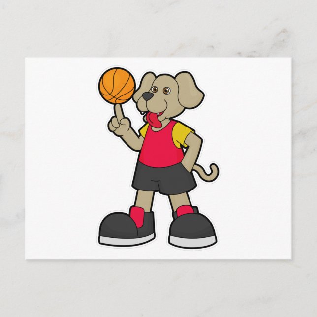 Cartão Postal Cachorro como jogador de basquetebol (Frente)