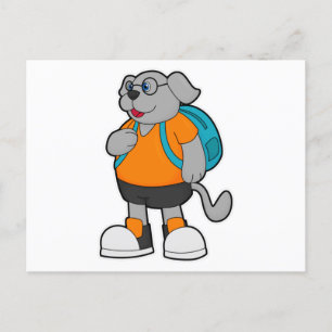Cartão Postal Cachorro como Mochileiro com Mochila