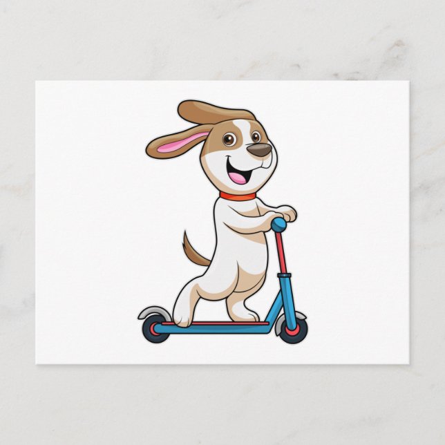Cartão Postal Cachorro como motociclista com Scooter (Frente)