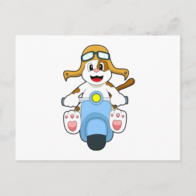 Cartão Postal Cachorro como motociclista com Scooter.PNG (Frente)