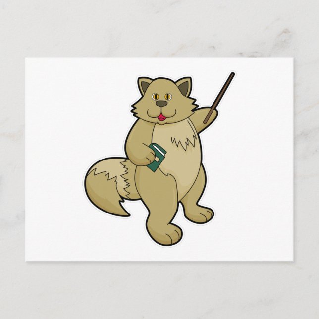 Cartão Postal Cachorro como professor com livro e ponteiro (Frente)