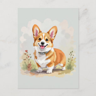 Cartão Postal Cachorro Corgi Galês Pembroke Vermelho Fofo