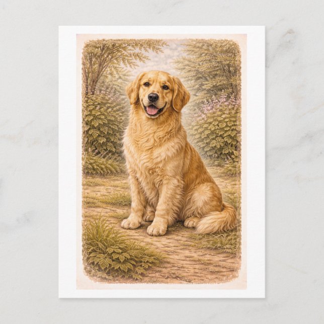 Cartão Postal Cachorro de Água à Moda Antiga (Frente)
