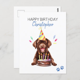 Cartão Postal Cachorro de Chocolate Personalizado Feliz Aniversá