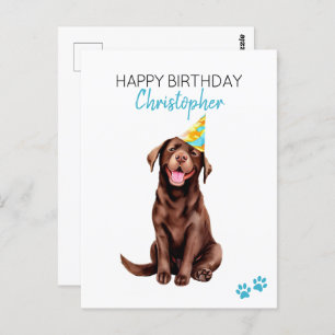 Cartão Postal Cachorro de Chocolate Personalizado Feliz Aniversá