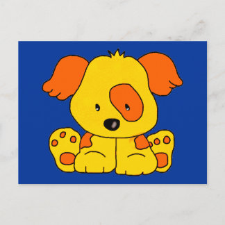 Cartão Postal Cachorro de estimação amarelo laranja mancha de cr