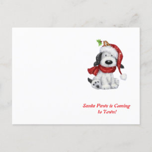 Cartão Postal Cachorro de Natal bonito com Papai Noel e Scarf