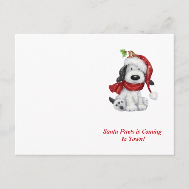 Cartão Postal Cachorro de Natal bonito com Papai Noel e Scarf (Frente)