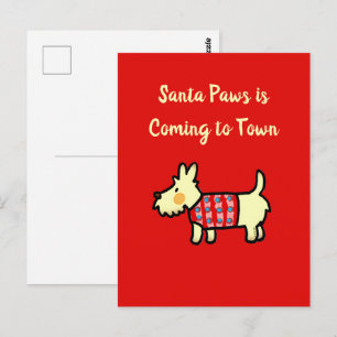 Cartão Postal Cachorro de Natal Papai Noel Festivo