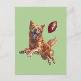 Cartão Postal Cachorro de Ouro Bonito Jogando Futebol