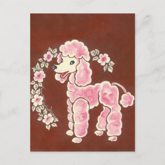 Cartão Postal Cachorro de Poodle Rosa Fofo Feminino