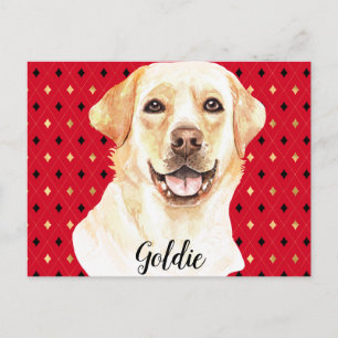 Cartão Postal Cachorro de Retriever de Aquarela Personalizado