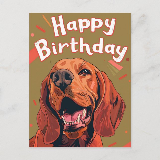 Cartão Postal Cachorro de Sangue Feliz Aniversário  (Frente)