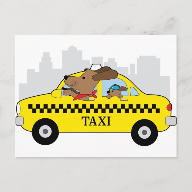 Cartão Postal Cachorro de Taxi de Nova York (Frente)