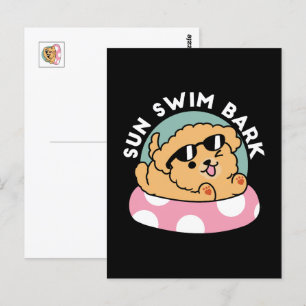 Cartão Postal Cachorro de verão - Cachorro flutuante com óculos 