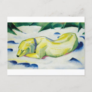 Cartão Postal Cachorro deitado na pintura da neve por Franz Marc