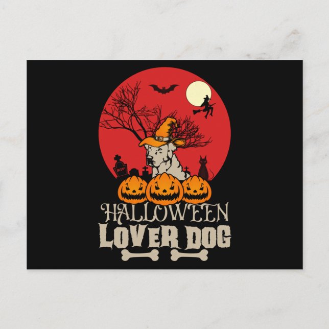 Cartão Postal Cachorro do Halloween Lover (Frente)