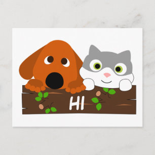 Cartão Postal Cachorro e Kitten