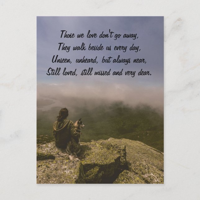 Cartão Postal Cachorro e mulher num Bluff Rocky (Frente)