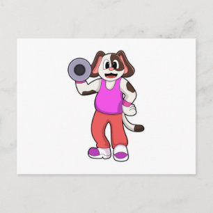 Cartão Postal Cachorro em Bodybuilding com Dumbbell