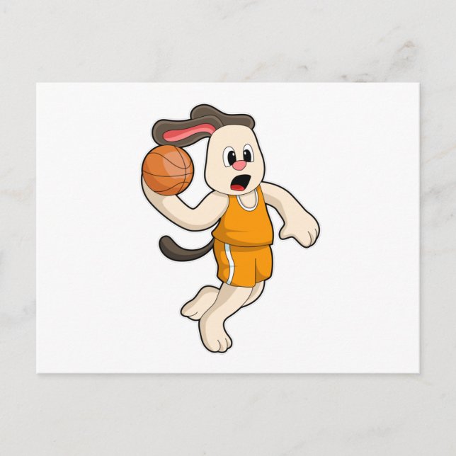 Cartão Postal Cachorro em Esportes de Basquetebol (Frente)