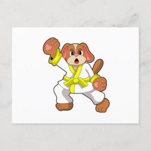 Cartão Postal Cachorro em Karatê Artes Marciais