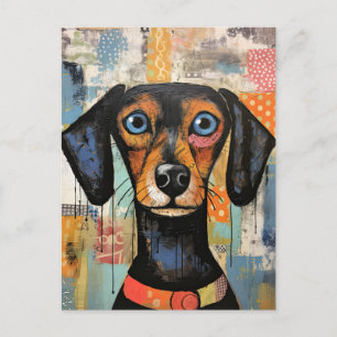Cartão Postal Cachorro Engraçado Cachorro Misturado Pet Animal