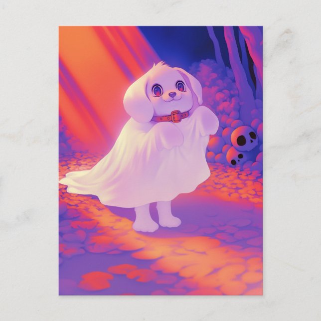 Cartão Postal Cachorro Fantasma Feliz (Frente)