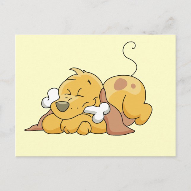 Cartão Postal Cachorro Feliz com Camisetas Ósseos e presentes (Frente)