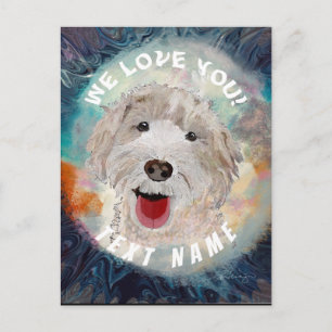 Cartão Postal Cachorro Feliz, Labradoodle Sorridente