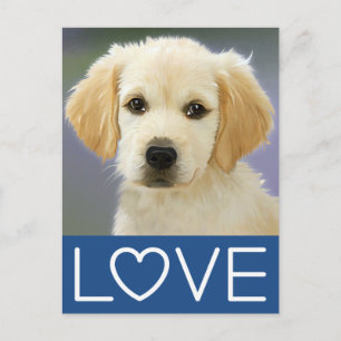 Cartão Postal Cachorro Filhote de Golden Retriever Pintado Cartã