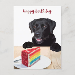 Cartão Postal Cachorro Fofo Feliz Aniversário - Labrador Retriev