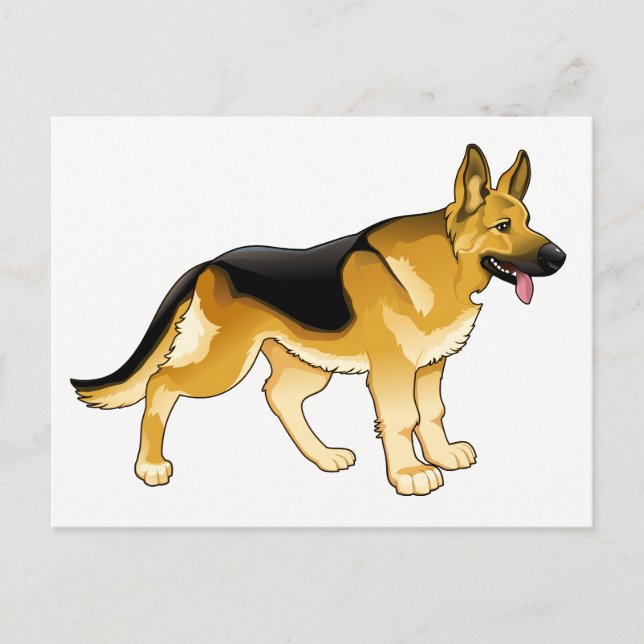 Cartão Postal Cachorro german shepherd - Olá, pensando em você (Frente)