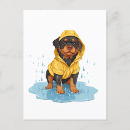 Cartão Postal Cachorro giratório Vestindo capa de chuva