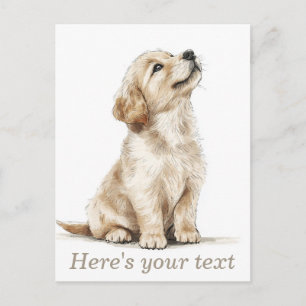 Cartão Postal Cachorro Golden Retriever Bebê Bege Personalizado