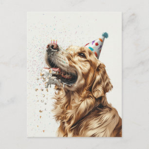 Cartão Postal Cachorro Golden Retriever de Aniversário