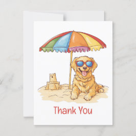 Cartão Postal Cachorro Golden Retriever Obrigado Praia