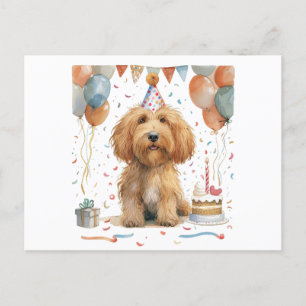 Cartão Postal Cachorro Goldendoodle de Aniversário