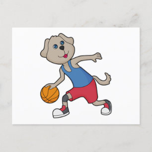 Cartão Postal Cachorro Jogador de basquete Basquete