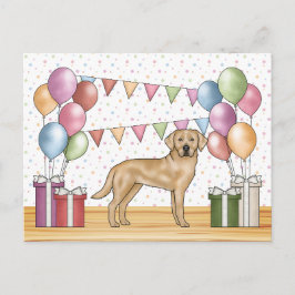 Cartão Postal Cachorro Labrador Retriever Amarelo Aniversário Co