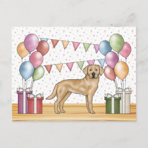 Cartão Postal Cachorro Labrador Retriever Amarelo Aniversário Co