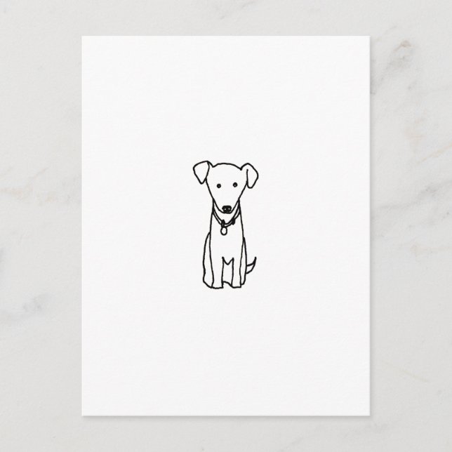 Cartão Postal Cachorro - logo design simples de desenho de linha (Frente)