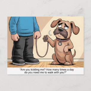 Cartão Postal Cachorro Marrom Mal-Humorado Cartoon Divertido de