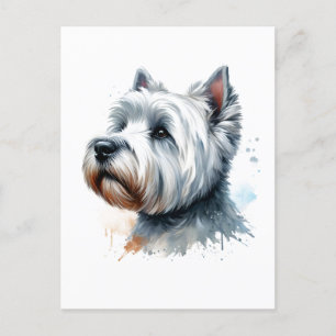 Cartão Postal Cachorro Mestiço Bonito Rosto Aquarela