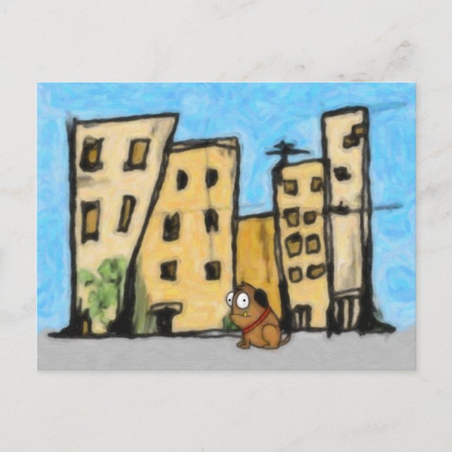 Cartão Postal Cachorro na Cidade (Frente)