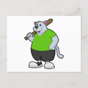 Cartão Postal Cachorro no Baseball com bastão de beisebol