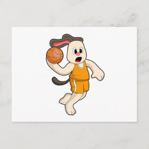 Cartão Postal Cachorro no Esporte de Basquete