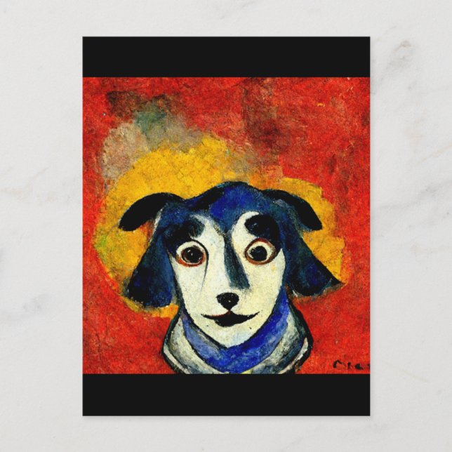 Cartão Postal Cachorro no estilo de Marc Chagall (Frente)