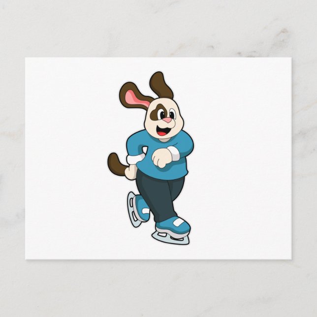 Cartão Postal Cachorro no patinação no gelo com patins de gelo (Frente)
